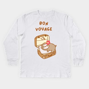 Bon Voyage Traveling Sloth Kids Long Sleeve T-Shirt